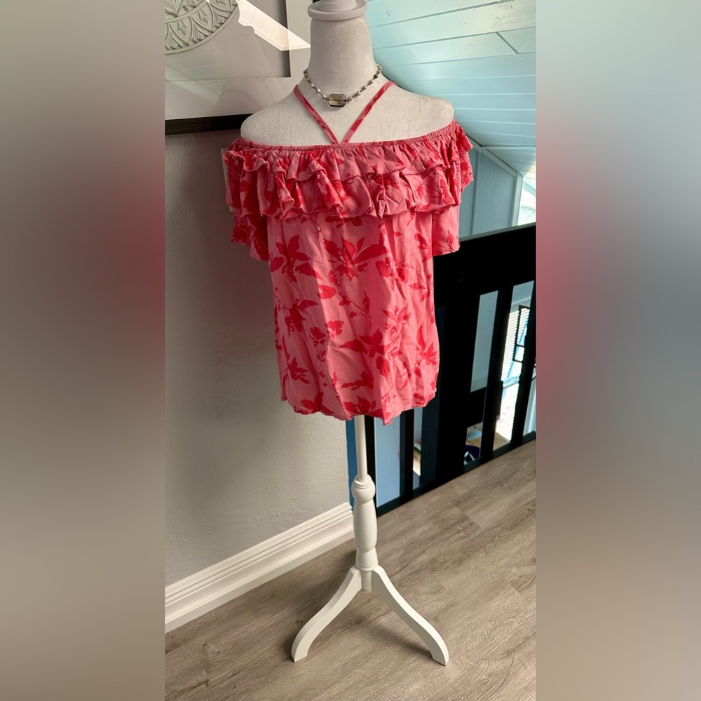 Pink Ruffle off the Shoulder Top
